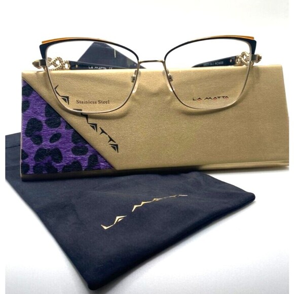 NEW LA MATTA LM3275 Eyeglass Frames COL. 02 NWT Rare 53-16 Case included Snake - Picture 3 of 10